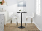 Mara Upholstered 26" Fixed-Height Counter Stool - Set of 2 - Stainless Steel, White PU