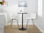 Mara Upholstered 26" Fixed-Height Counter Stool - Set of 2 - Stainless Steel, White PU