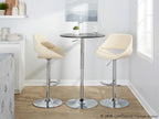 Fabrico Adjustable Barstool - Set of 2 - Chrome, Cream PU