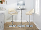 Fabrico Adjustable Barstool - Set of 2 - Chrome, Cream PU