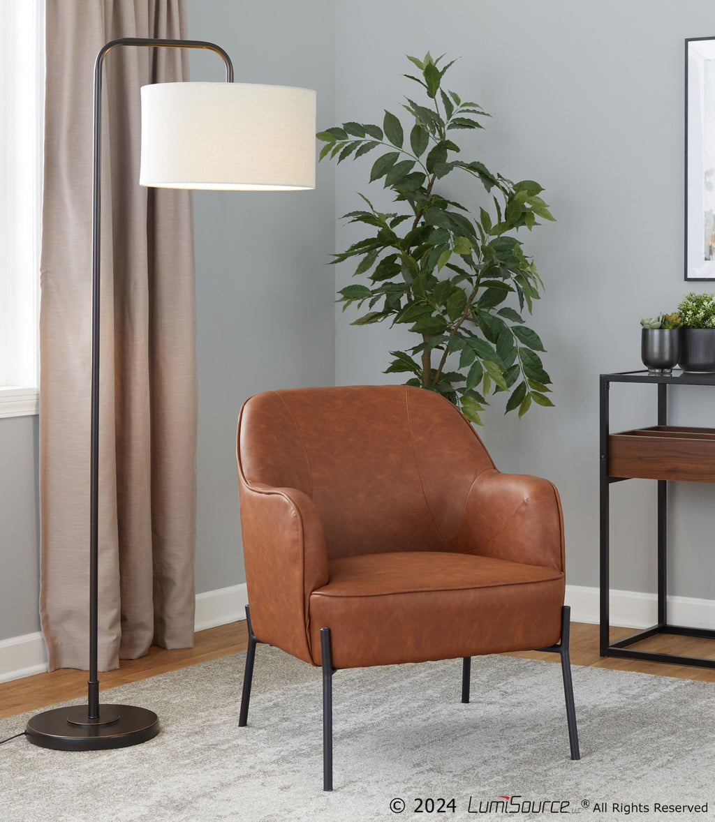 Puck 63" Metal Floor Lamp - Oil Rubbed Bronze, Beige Linen