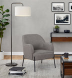 Display Console Table - Black Steel, Walnut Wood, Clear Glass