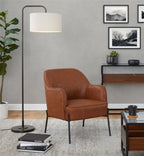 Display Console Table - Black Steel, Walnut Wood, Clear Glass