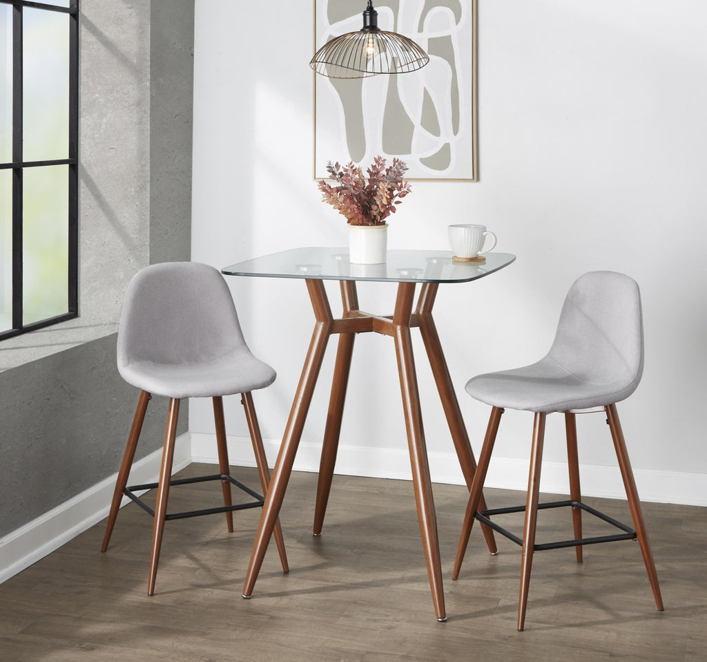 Clara Square Counter Table - Walnut Metal, Clear Glass