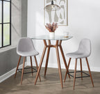 Clara Square Counter Table - Walnut Metal, Clear Glass