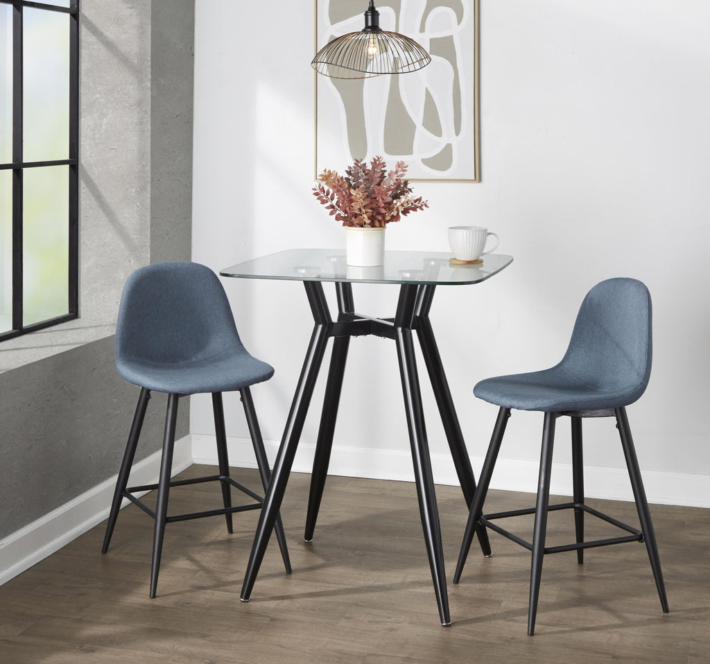 Clara Square Counter Table - Black Metal, Clear Glass