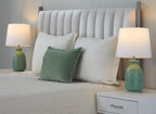 Claudia 20" Ceramic Accent Lamp - Set of 2 - Sage Green Ceramic, Polished Nickel, White Linen
