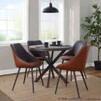 Marche Two-tone Chair - Set of 2 - Black Metal, Brown PU, Grey Fabric