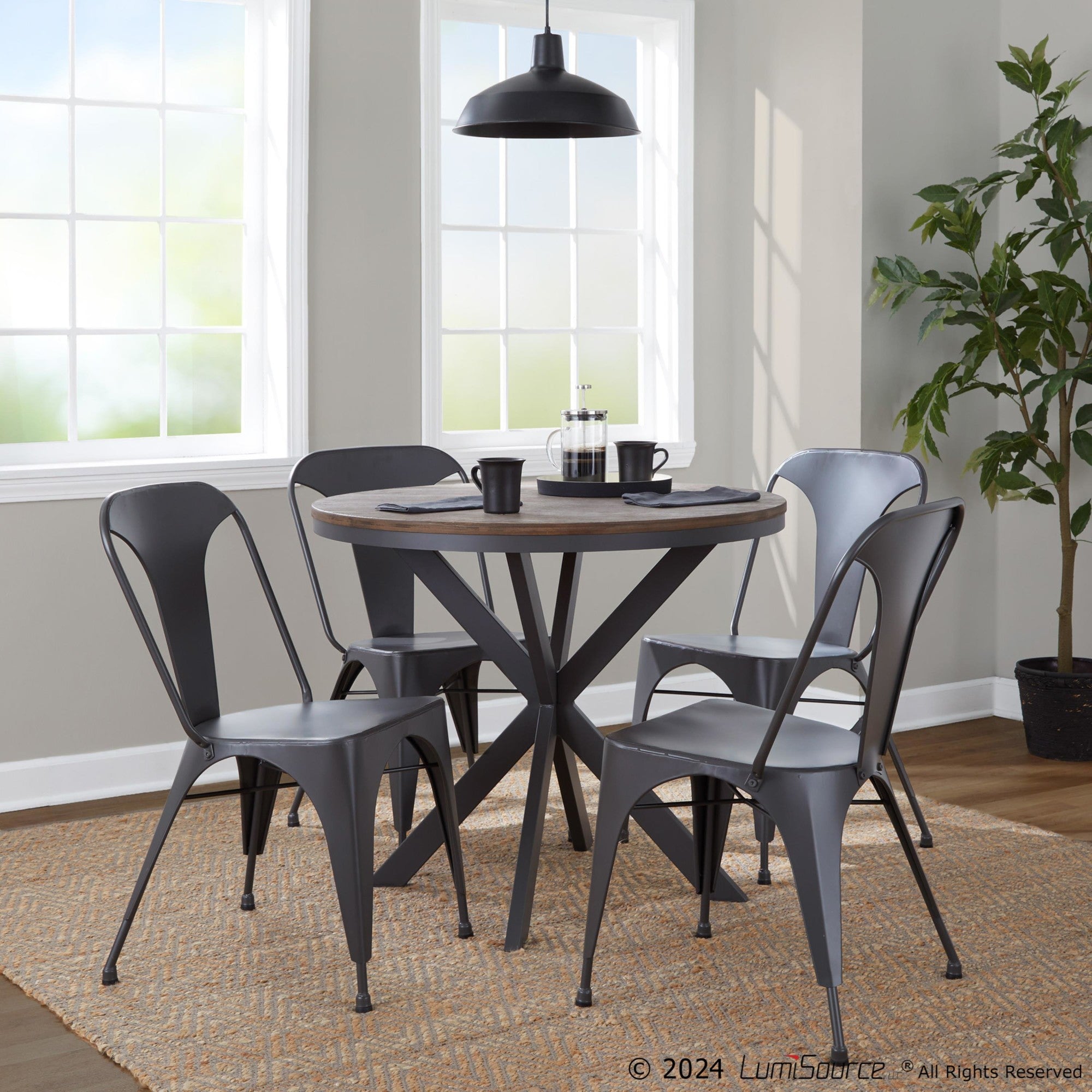 Austin Dining Chair - Set of 2 - Grey Metal