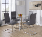 Foster Dining Chair - Set of 2 - Stainless Steel, Grey PU