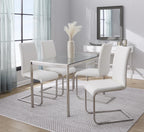 Foster Dining Chair - Set of 2 - Stainless Steel, White PU