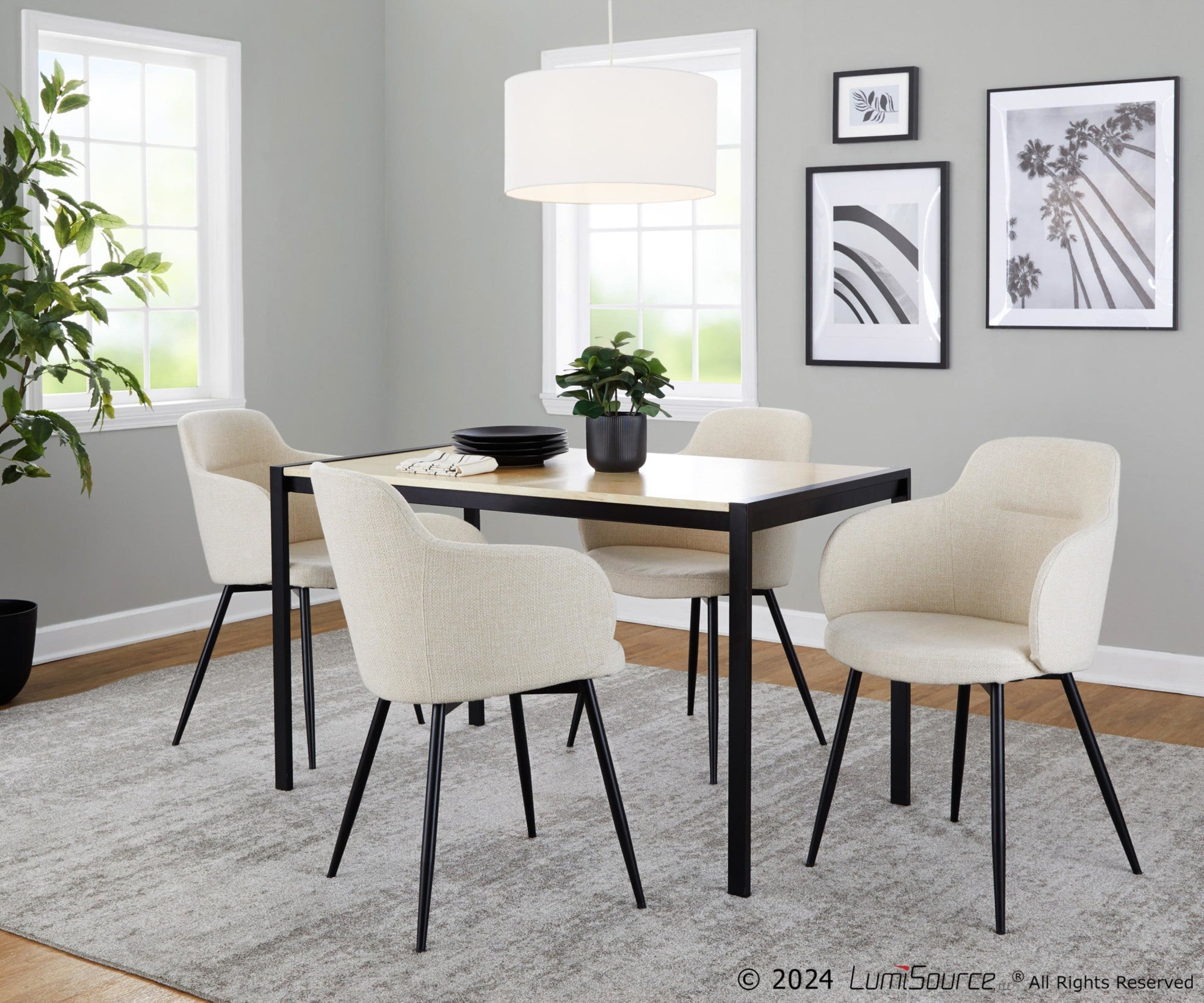 Fuji Dinette Table - Black Metal, Natural Wood