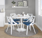Charlotte Chair - Set of 2 - White Textured Wood, Blue Fabric