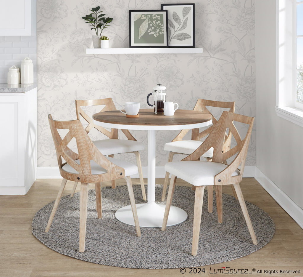 Charlotte Chair - Set of 2 - Whitewashed Wood, Cream Noise Fabric