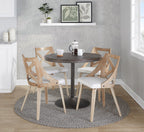 Dakota-charlotte Dining Set - 5 Piece - Antique Metal, Espresso Bamboo, Cream Noise Fabric, Whitewashed Wood