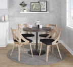 Dakota-charlotte Dining Set - 5 Piece - Antique Metal, Espresso Bamboo, Charcoal Fabric, Whitewashed Wood