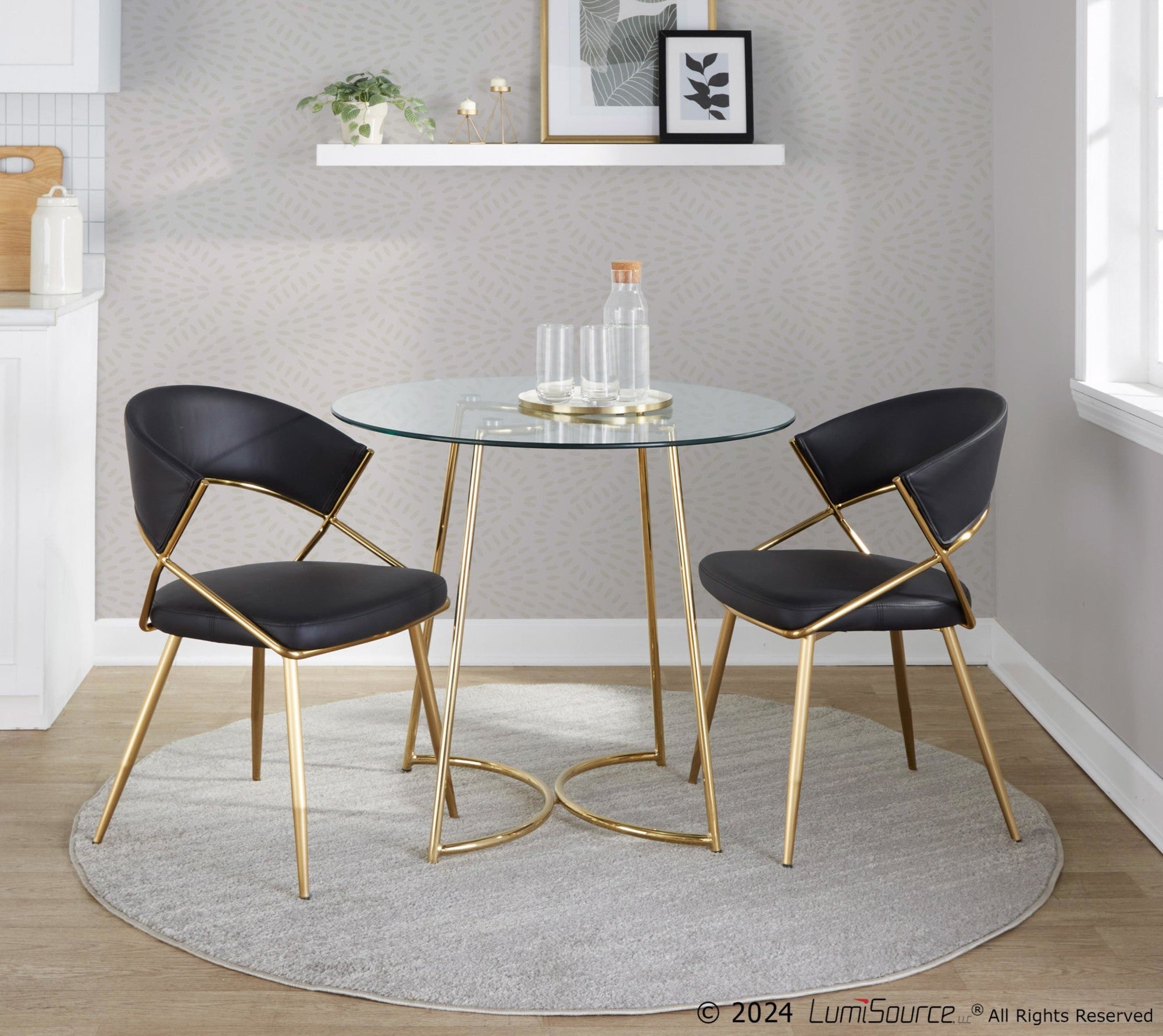 Cece Dinette Table - Gold Steel, Clear Glass