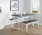 Geo Dining Table - Vintage White Metal, Espresso Bamboo