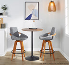 Cosmo 26" Fixed-Height Counter Stool - Walnut Bamboo, Grey Noise Fabric, Black Metal