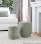 Marla Upholstered Ottoman 2-Piece Set - Green Fabric