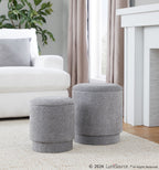 Marla Upholstered Ottoman 2-Piece Set - Grey Fabric