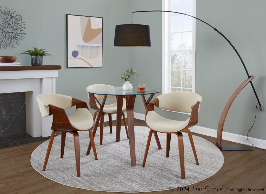 Curvo Chair - Walnut Wood, Cream Fabric