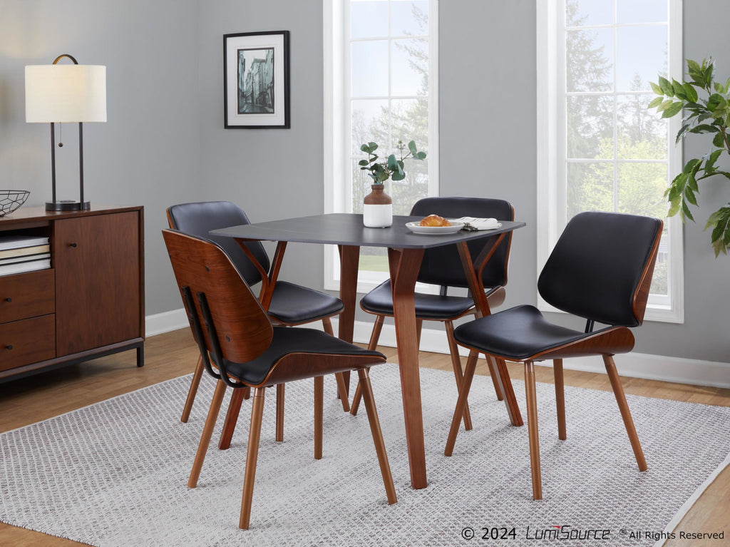 Folia Dinette Table - Walnut Wood, Black Textured Marble