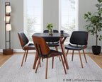 Lombardi Chair - Set of 2 - Walnut Wood, Black PU