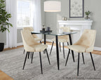 Clara-giovani Dining Set - 5 Piece - Black Metal, Clear Glass, Cream PU