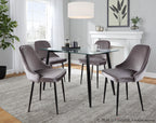 Marcel Dining Chair - Set of 2 - Black Metal, Silver Velvet