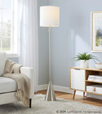 Cone 64" Metal Floor Lamp - Brushed Nickel, White Linen