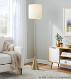 Cone 64" Metal Floor Lamp - Gold Metal, White Linen