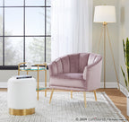 Tania Accent Chair - Gold Metal, Blush Velvet