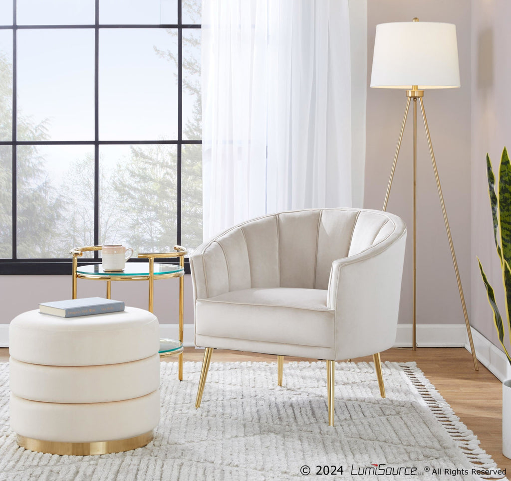 Tania Accent Chair - Gold Metal, Champagne Velvet
