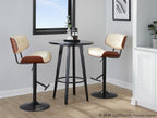 Lombardi Adjustable Barstool - Set of 2 - Black Metal, Walnut Wood, Cream PU