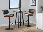 Lombardi Adjustable Barstool - Set of 3 - Black Metal, Walnut Wood, Black PU
