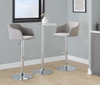 Daniella Adjustable Barstool - Chrome, Light Grey Fabric