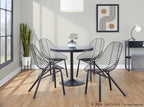 Wired Chair - Set of 2 - Black Metal, Light Grey PU