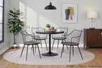 Dakota-winston Dining Set - 5 Piece - Black Metal, Black Wood, Brown Metal, Dark Walnut Wood