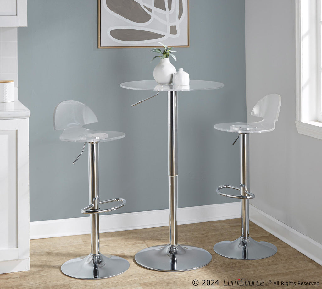 Adjustable Bar Table - Chrome, Clear Acrylic
