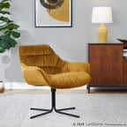 Wayne Swivel Lounge Chair - Black Metal, Chartreuse Velvet