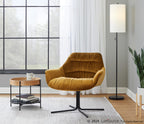 Wayne Swivel Lounge Chair - Black Metal, Chartreuse Velvet