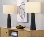 Kona 31" Polyresin Table Lamp - Set of 2 - Matte Black Polyresin, Modern Brass