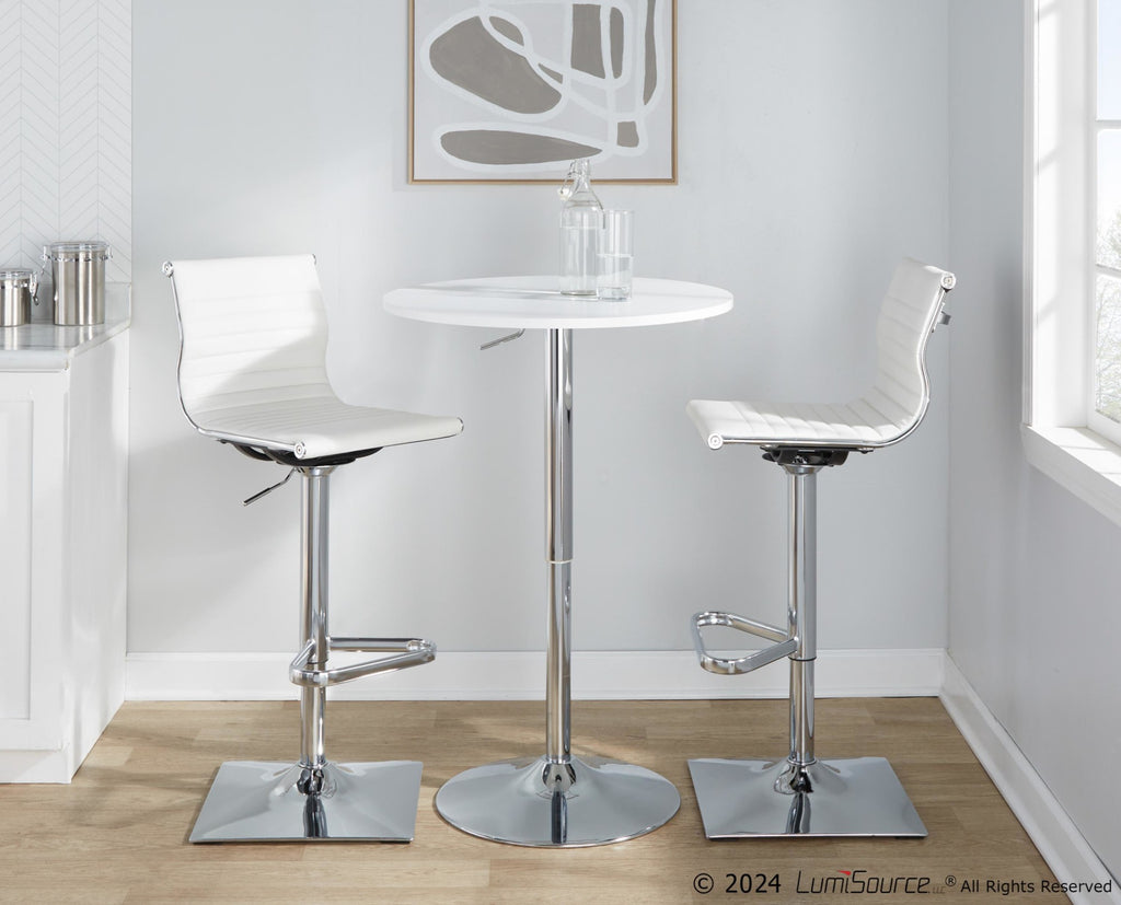Masters Adjustable Barstool - Chrome, White PU