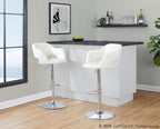 Margarite Adjustable Barstool - Set of 2 - Chrome Metal, Cream PU