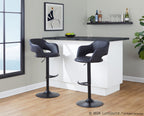 Margarite Adjustable Barstool - Set of 2 - Black Metal, Black PU