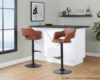 Margarite Adjustable Barstool - Set of 2 - Black Metal, Brown PU