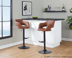 Margarite Adjustable Barstool - Set of 2 - Black Metal, Brown PU