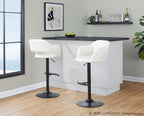 Margarite Adjustable Barstool - Set of 2 - Black Metal, Cream PU