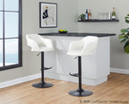 Margarite Adjustable Barstool - Set of 2 - Black Metal, Cream PU